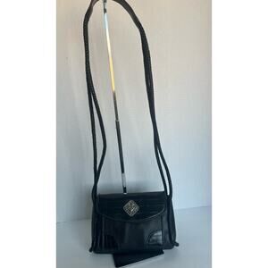 Coldwater Creek Handbag Purse Black Woven Croc Emboss Vegan Leather Organizer